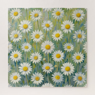 Gänseblümchen-Wiesen-Impressionistisches Blumenmus Puzzle