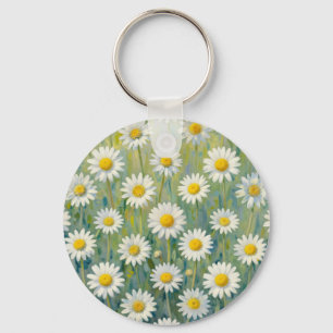 Gänseblümchen-Wiesen-Impressionistisches Blumenmus Schlüsselanhänger