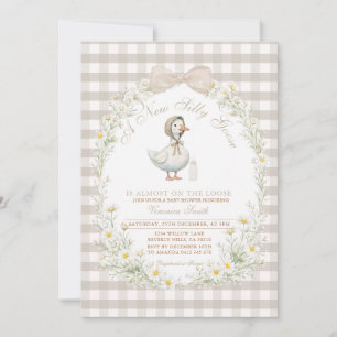 Gänseblümchen-Wildblumen-Baby-Shower in Weiß-Elfen Einladung