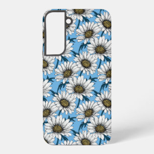 Gänseblümchen, wilde Blumen auf blauem Hintergrund Samsung Galaxy Hülle