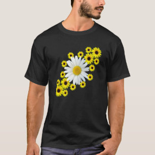 Gänseblümchenblume mit Sonnenblumen Blumenmuster S T-Shirt