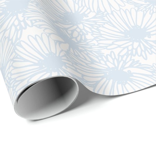 Gänseblümchenblüten - Puderblau Geschenkpapier (Rolleneckpunkt)