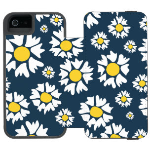 Gänseblümchenmuster, Blumenmuster, Weiße Gänseblüm Incipio Watson™ iPhone 5 Geldbörsen Hülle