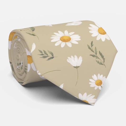 Gänseblümchenmuster, weiß romantisch und floral  krawatte (Gerollt)