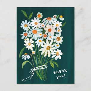 Gänseblümchenstrauß Handbemalte Gouache Danke Postkarte
