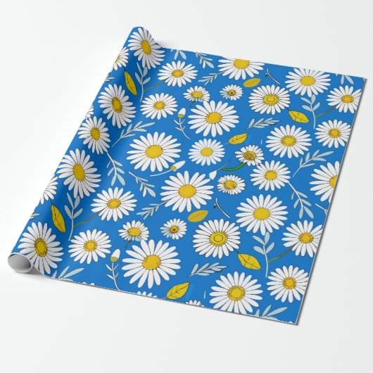 Gänseblumenmuster Geschenkpapier (Ungerollt)