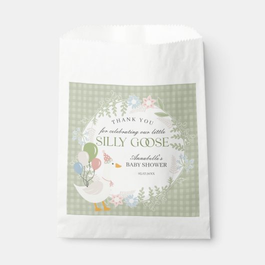 Gänseblütendusche Gingham Albern Gänse Geschenktütchen (Vorderseite)