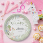 Gänseblütendusche Gingham Albern Gänse Pappteller (Party)