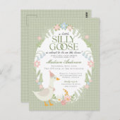 Gänseblütendusche Gingham Albern Gänse Postkarte (Vorne/Hinten)