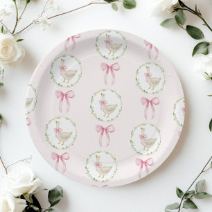 Gänseblütenrosa Bow Pastel Girl Geburtstag Pappteller