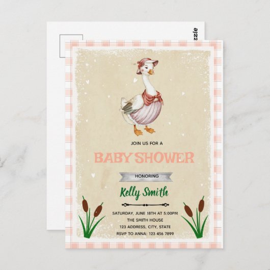 Gänsedusche Einladung Postkarte (Vorne/Hinten)