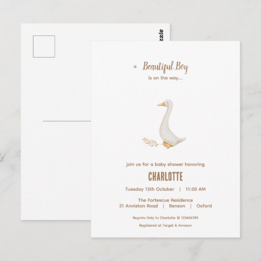 Gänsedusche Einladung Postkarte (Vorne/Hinten)