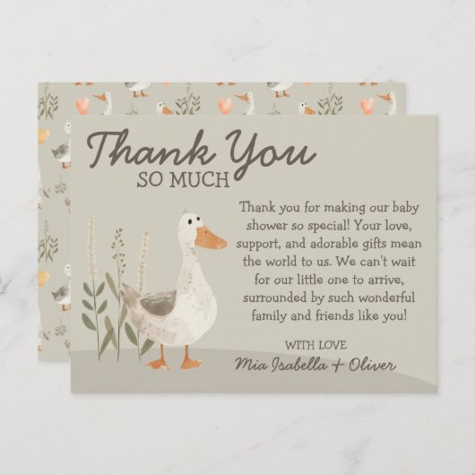 Gänsedusche Wasserfarbe Danke Karte (Vorne/Hinten)