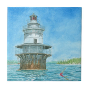 Gänsefelsen Leuchtturm Aquarell Fliese