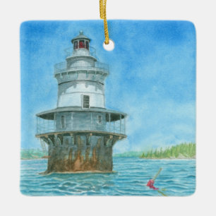 Gänsefelsen Leuchtturm Aquarell Keramikornament