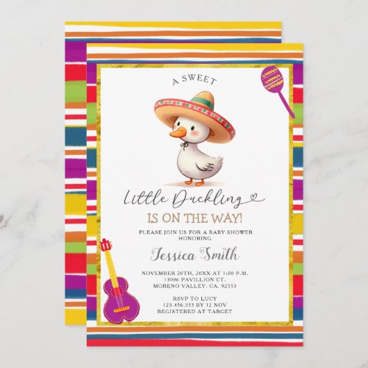 Gänsefiesta-Babydusche Einladung (Vorne/Hinten)