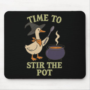 Gänsehexe Halloween Zeit, um den Topf Kessel zu rü Mousepad