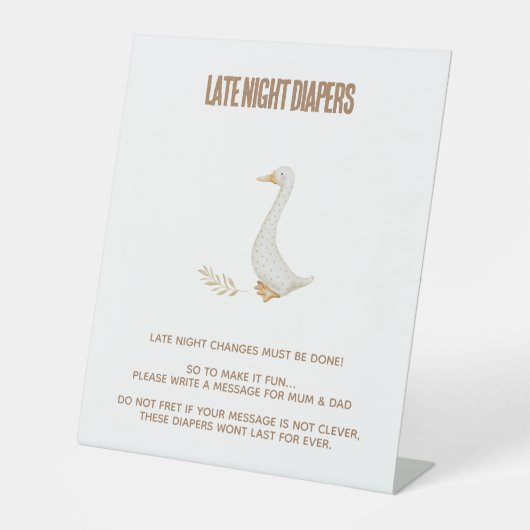 Gänsehinderdusche Spätnachts Änderungen Schild (Vorderseite)