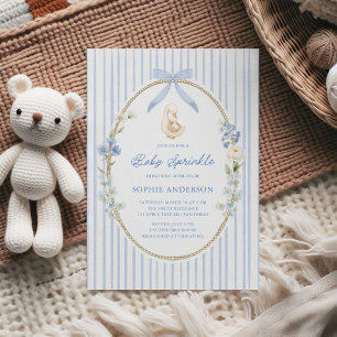 Gänseküken Cottage Blau Baby Sprinkle Einladung