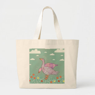 Gänsemädchen   Whimsical Folk Art Gänse-Duo Jumbo Stoffbeutel