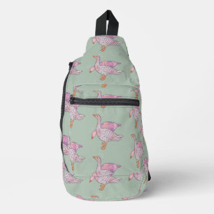 Gänsemädchen Whimsische Volkskunst-Gänse-Duo Crossbody Bag