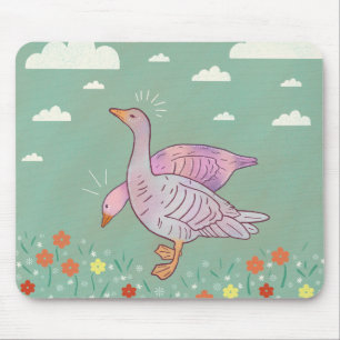 Gänsemädchen Whimsische Volkskunst-Gänse-Duo Mousepad