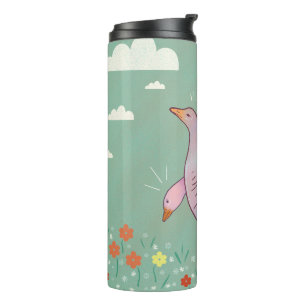 Gänsemädchen   Whimsische Volkskunst-Gänse-Duo Thermosbecher