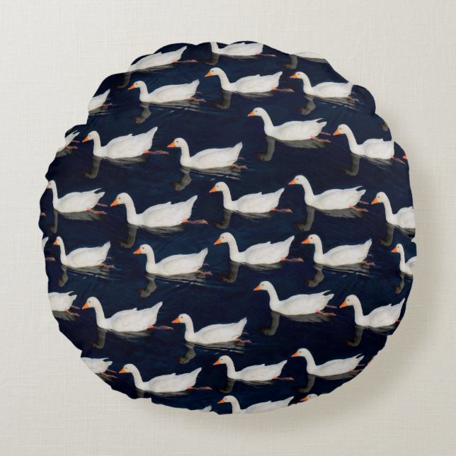 Gänsemuster Rundes Kissen (Vorderseite)