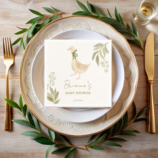 Gänserhymnen Kinderzimmer Babydusche mit Monogramm Serviette