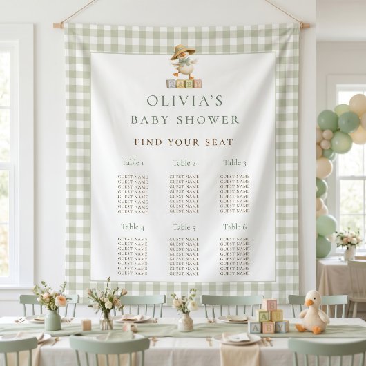 Gänseschick-Gingham-Sitzplan Baby Shower Wandteppich
