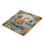 Gänsevögel Mittelmeergelb & Blauer Volkskunst Natu Fliese (Seite)