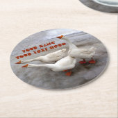 Gänseweiß Runder Pappuntersetzer (Angewinkelt)