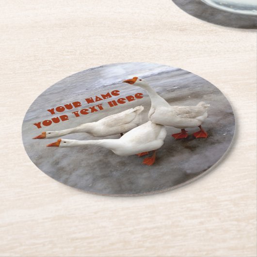 Gänseweiß Runder Pappuntersetzer (Angewinkelt)