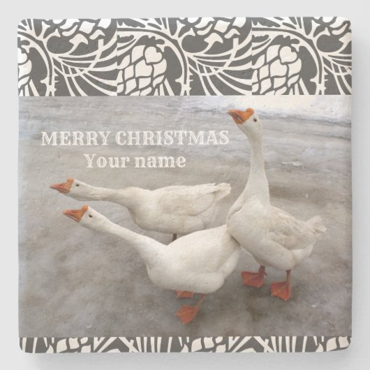 Gänseweiß Steinuntersetzer (Vorderseite)