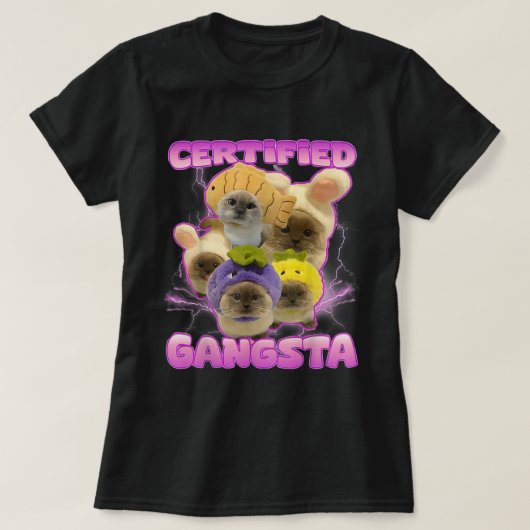 Gansta Kawaii Cat Meme Girls Teens Cats T-Shirt (Design vorne)