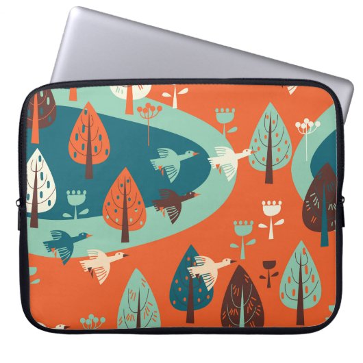 Gänswald: Vintage Naturlandschaft Laptopschutzhülle (Vorderseite)