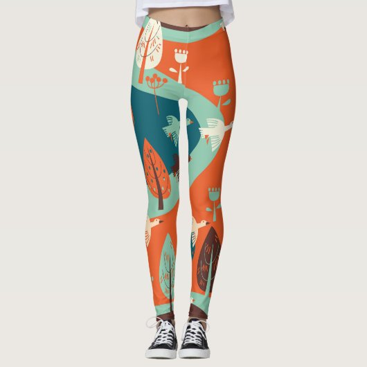 Gänswald: Vintage Naturlandschaft Leggings (Vorderseite)