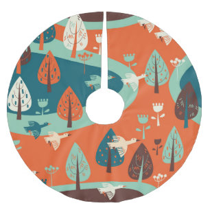 Gänswald: Vintage Naturlandschaft Polyester Weihnachtsbaumdecke