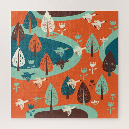 Gänswald: Vintage Naturlandschaft Puzzle (Vertikal)