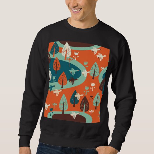 Gänswald: Vintage Naturlandschaft Sweatshirt (Vorderseite)