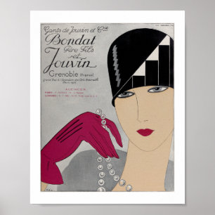 🧤 Gants Jouvin, 1920er französische Vintage-Hands Poster