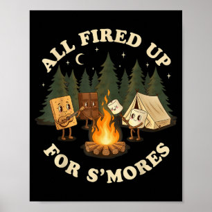 Ganz aufgeregt für S'mores lustiges Camping-Design Poster