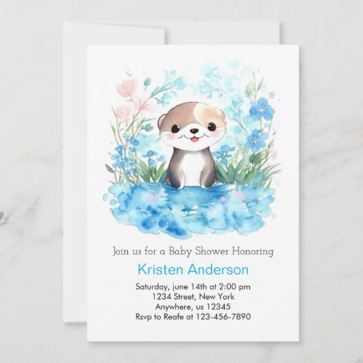 Ganz fröhliche Wasserfarbenjunge Babydusche Einladung (Vorderseite)