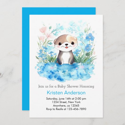 Ganz fröhliche Wasserfarbenjunge Babydusche Einladung (Vorne/Hinten)