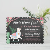 Ganz Lama Spaß! Party Einladung zum 1. Geburtstag (Stehend Vorderseite)