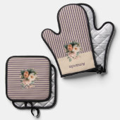 Ganz oben mit Lila Streifen Ofenhandschuh & Topflappen-Set (Vorderseite/Rückseite)