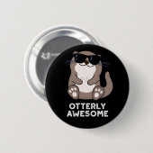Ganz Phantastische Funny Animal Otter Puff Dark BG Button (Vorne & Hinten)