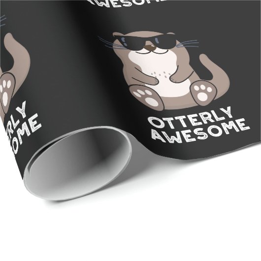Ganz Phantastische Funny Animal Otter Puff Dark BG Geschenkpapier (Rolleneckpunkt)