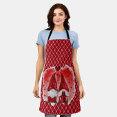 Ganz Pink am Roten Herz Gnome Küche Schürze (Getragen)