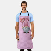 Ganz Pink auf rosa Herzen Gnome Küche Schürze (Getragen)
